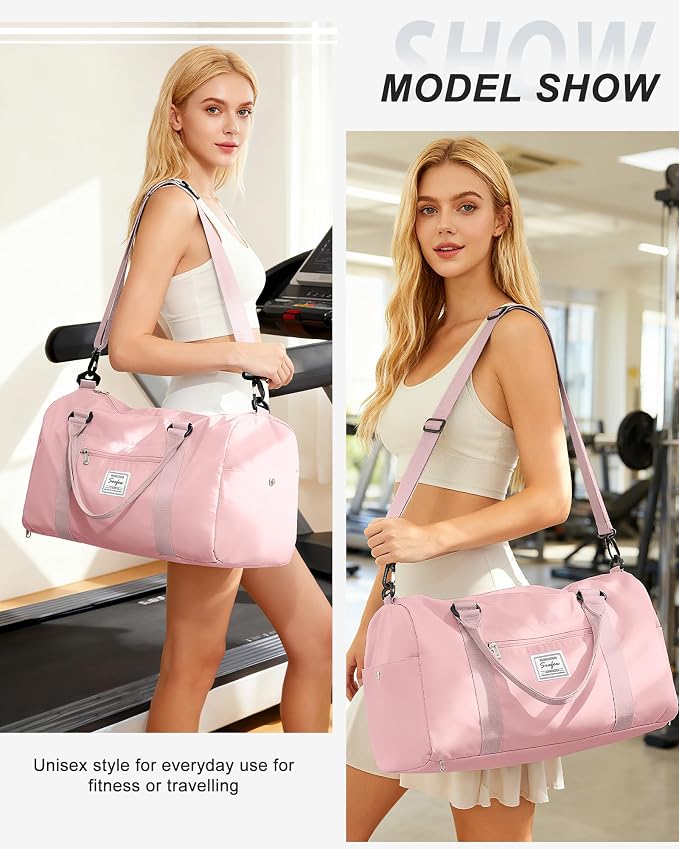 Gym Bag Womens Mens with Shoes Compartment and Wet Pocket Travel Duffel Bag for Women for Plane Sport Gym Tote Bags with Toiletry Bag Waterproof Weekend Overnight Carry on Bag Hospital Holdalls