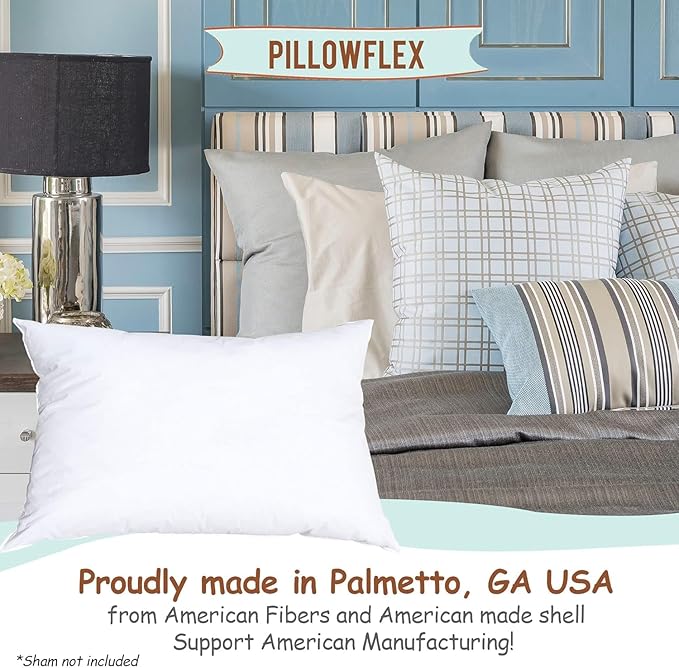 Pillowflex Synthetic Down Pillow Insert 12x30 in - Karate Chop Pillow | Large Rectangle Sham Form, Plush Polyester Cotton Blend, Cloud-Like Comfort, Clump-Resistant Fill, Smooth Elegant Finish