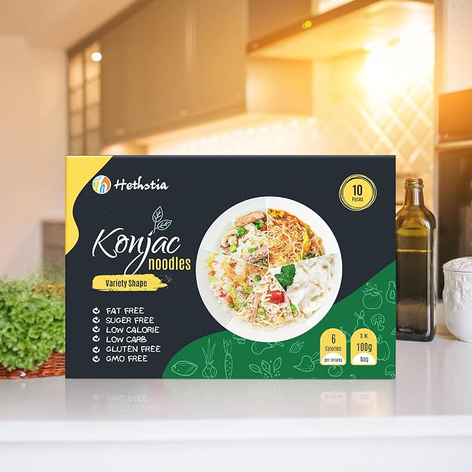 Hethstia Konjac Shirataki Noodle Variety Pack, Low Carb Pasta, 10 Pack | Konjac Spaghetti, Fettuccine, Rice, Pho, Angel Hair, Keto Friendly, Vegan, Gluten Free, Easy Meal Variety, Pantry Essential