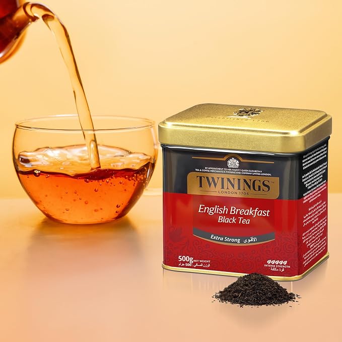 Twinings English Breakfast Extra Strong Loose Leaf Black Tea, 17.64 Ounce (500g) Tin, Caffeinated, Enjoy Hot or Iced
