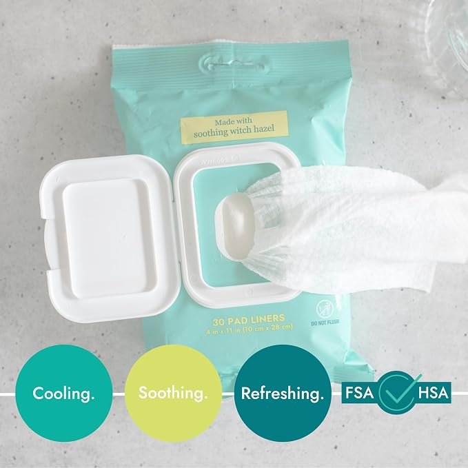 Ona Renewals Perineal Pad Panty Liners for Women - 30 Count - Fragrance-Free - Made with Soothing Witch Hazel - Extra Large Cooling Pads for Postpartum Recovery - Postpartum Essentials