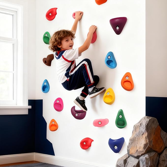 20 PCS Rock Climbing Holds for Kids,Rock Climbing Wall Grips Climbing Rocks Wall Kit for Indoor and Outdoor Playground Play Set with Hardware