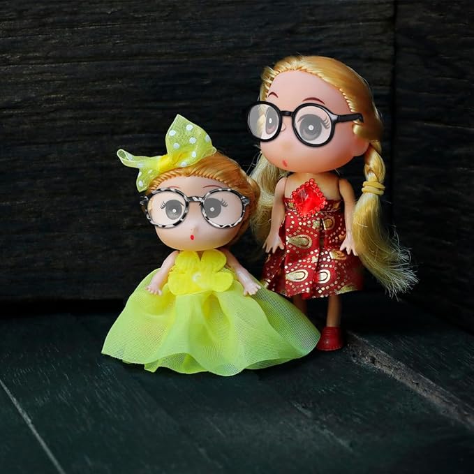 DOITOOL Doll Glasses for 18 Inch Dolls, 6 Pcs Mini Eyeglasses Doll Dress up Glasses Round Frame with Clear Lenses Cosplay Party Accessories