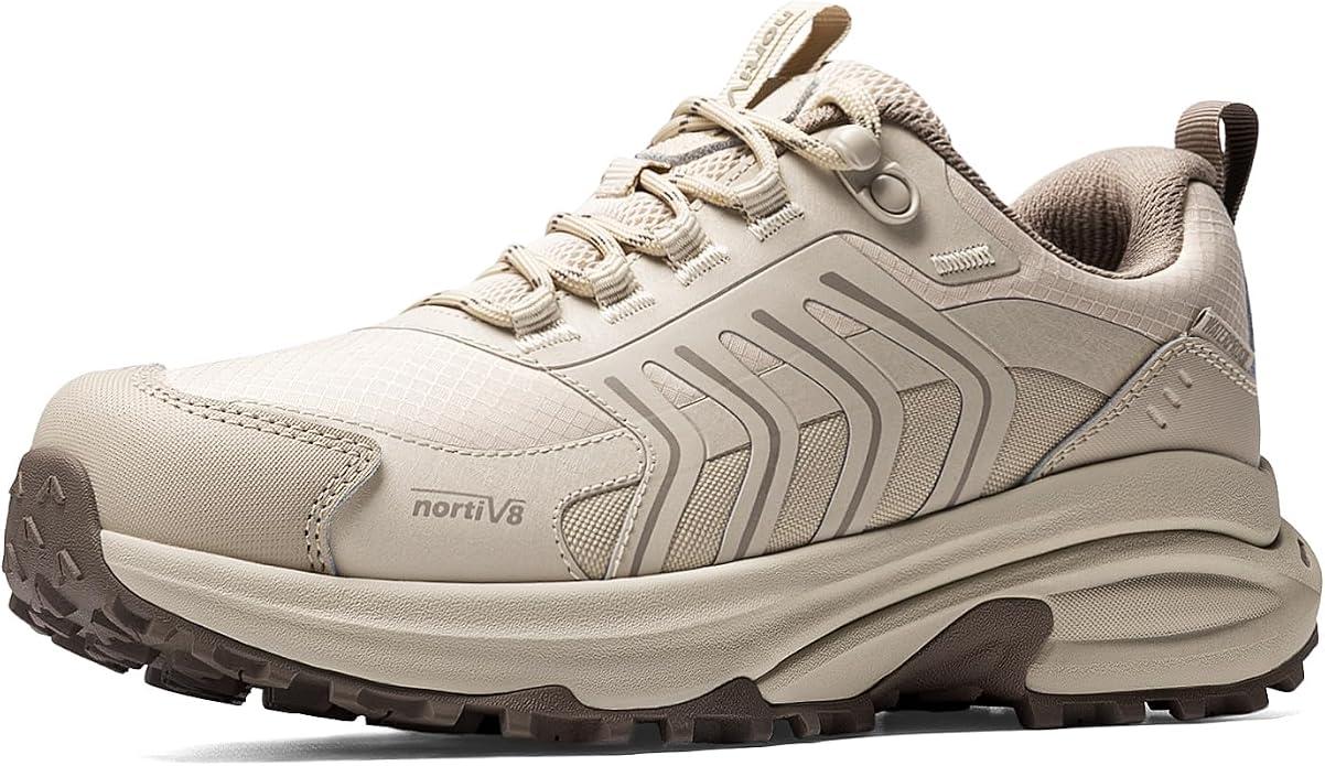 NORTIV 8 Women's Waterproof Hiking Shoes Lightweight Travel for Walking All Day Comfort Non-Slip Outdoor Trekking Camping Climbing Fashion Sneakers Armadillo FieldLite