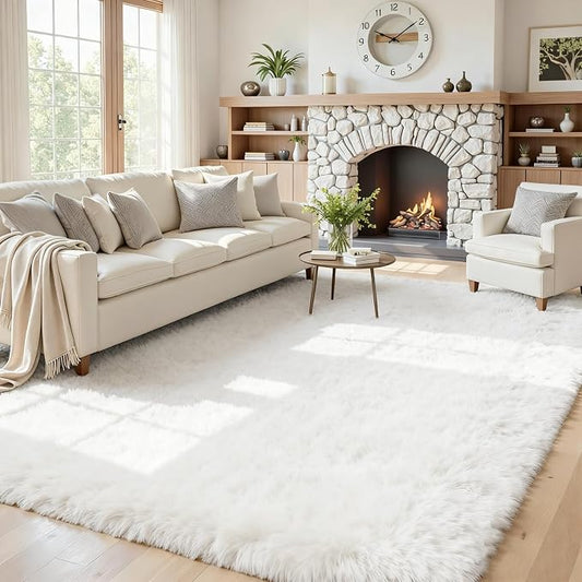 5x7 Area Rugs for Living Room: Ultra Soft Fluffy Shag White Rug for Bedroom, Non-Slip Large Fuzzy Plush Rug Indoor Floor Carpet for Nursery Kids Boys Girls Room, Dorms, Modern Home Decor