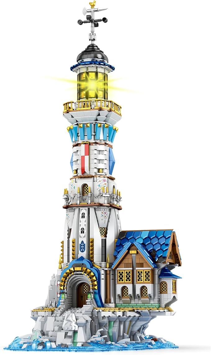 Medieval Lighthouse Building Kit with Lights, Collectible Architecture Model for Home Decor, Ideas Display Gift for Adult Boys Girls(66028)
