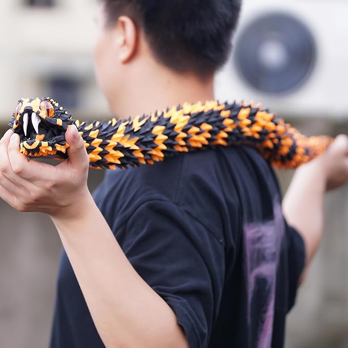 Super Large 3D Printed snake with a movable mouth,47.4inch,Flexible Realistic Articulated Animal Fidget Toys,Mystery Figurines Gifts ,Executive Desk Décor and Festival Collectible (BO 47.4inch)