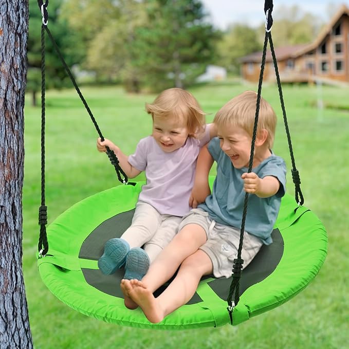 Trekassy 700lb 40 Inch Saucer Tree Swing for Kids Adults Outdoor 900D Oxford Waterproof with 2pcs Tree Hanging Straps, Steel Frame and Adjustable Ropes