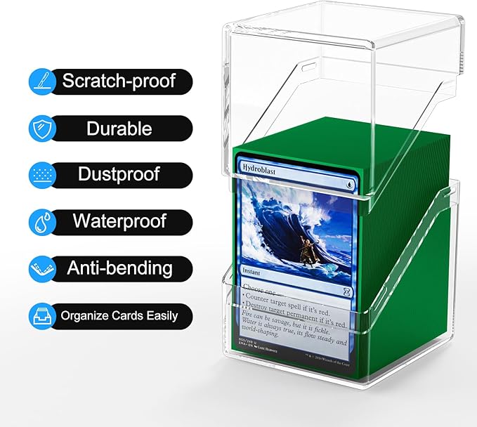 YSCare Card Deck Case, Deck Box with 100 Pack Card Sleeves and Divider, Standard Size Clear Commander Cards Storage Box Fit for MTG, Sport, Trading Cards (Dark Green)