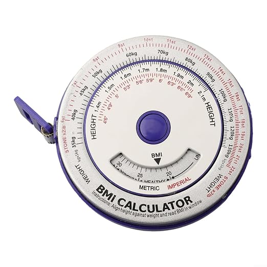 BMI Body Mass Index Tape Measure, Retractable Design with Lock Button, Plastic Material for Diet Fitness Tracking, 150cm/200cm Options(blue)