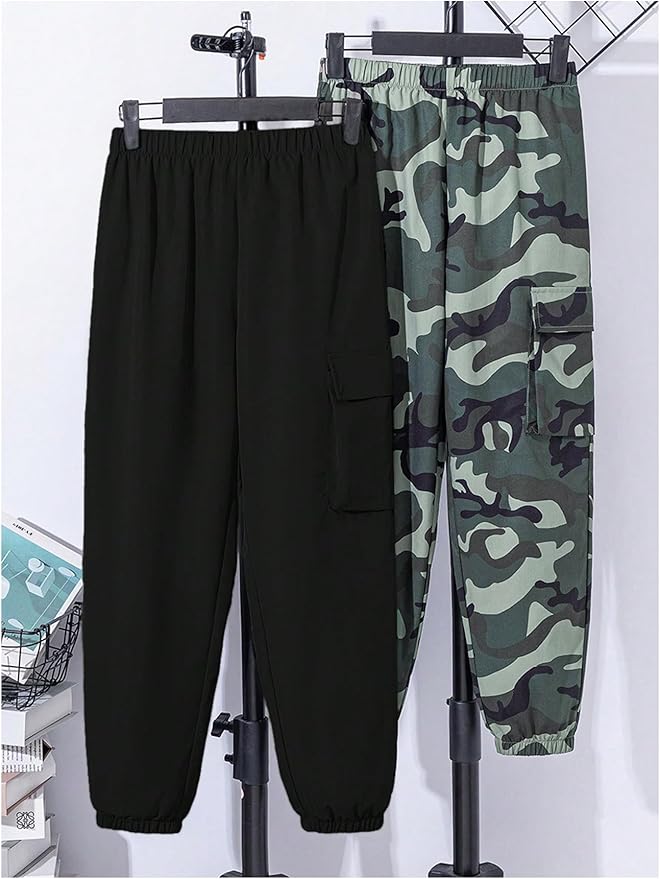 GORGLITTER Boy's Cargo Pants Casual 2 Piece Elastic Waist Hiking Going Out Khaki Pants Joggers with Pockets Clothes