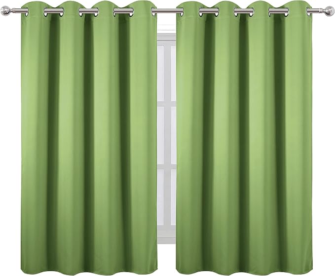 LEMOMO Light Green Thermal Blackout Curtains/52 x 54 Inch/Set of 2 Panels Room Darkening Curtains for Bedroom