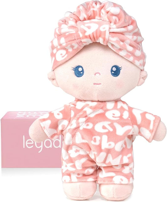 LeyaDoll Soft Baby Doll Toys (9''), My First Baby Rag Doll for 1 Year-Old Girl Birthday Gift, Christmas Plush Toys Gift for Toddler Kids Infants-Pudding Baby