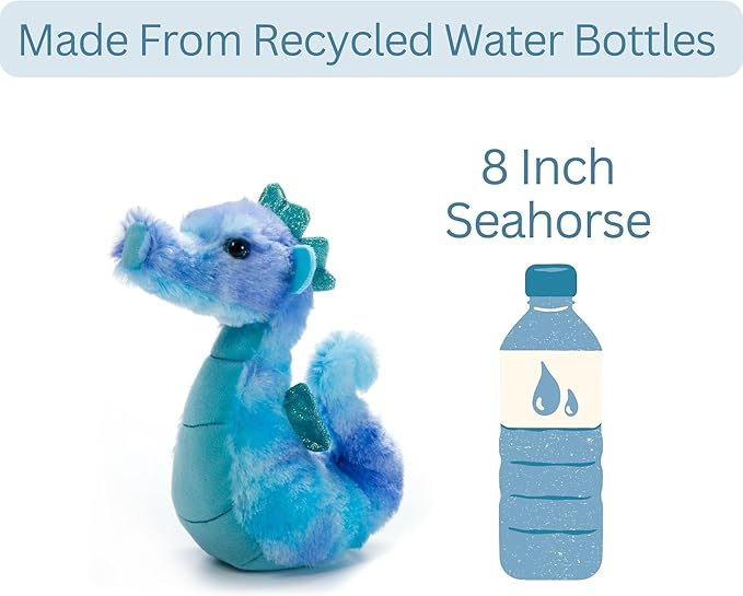 The Petting Zoo Seahorse Stuffed Animal Plushie, Gifts for Kids, Scoopz Sealife Animals, Seahorse Plush Toy, 8 inches