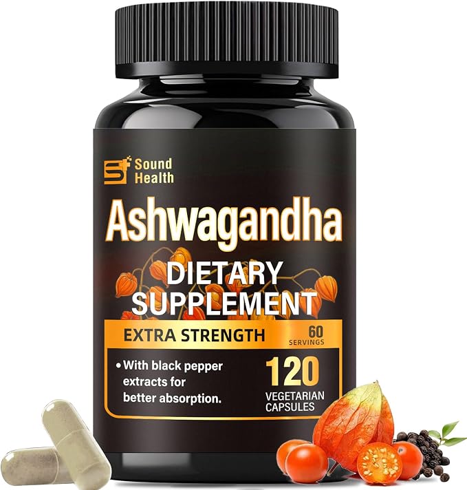 Ashwagandha Capsules Supplements - Ashwagandha for Women & Man, 120 Capsules (60 Servings)