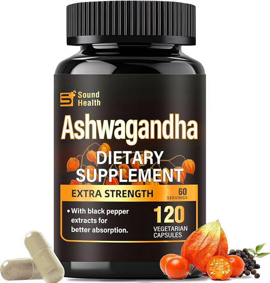 Ashwagandha Capsules Supplements - Ashwagandha for Women & Man, 120 Capsules (60 Servings)