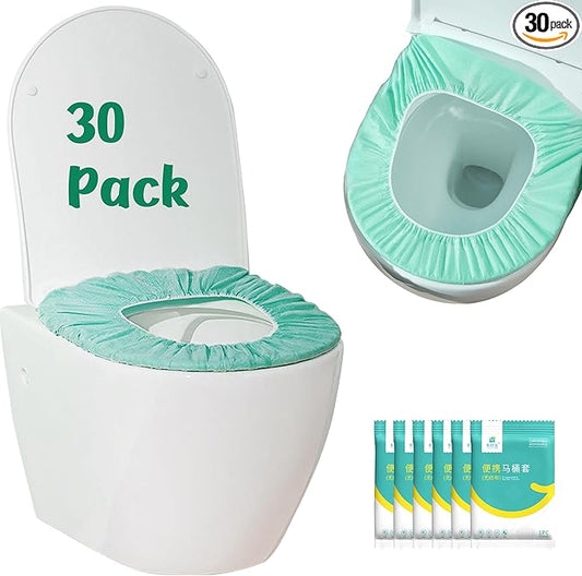 Two-Layer Disposable Toilet Seat Cover,30 Pack Extra Large Non-Woven Fabric Individually Wrapped for Travel,Toddler Potty Training for Kids and Adults