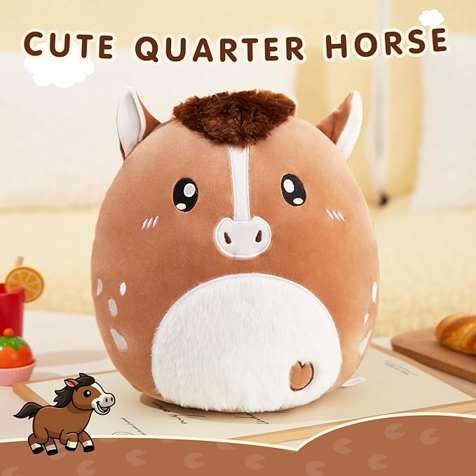Glow Guards 12-Inch Quarter Horse Plush Pillow Cute Horse Stuffed Animal Soft Plush Toy Stuffed Animals Birthday Gift for Boys Girls Kids