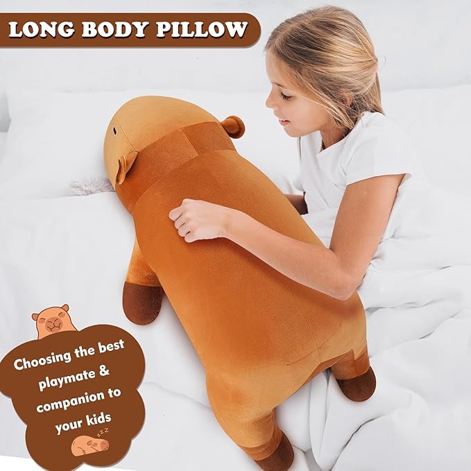 30'' Giant Capybara Plush Stuffed Animal- Capybara Plush Pillow Plushies, Large Sleeping Capybara Plush Toy, Cute Hugging Capybara Stuffed Animal, Birthday Gifts for Kids Girls Boys