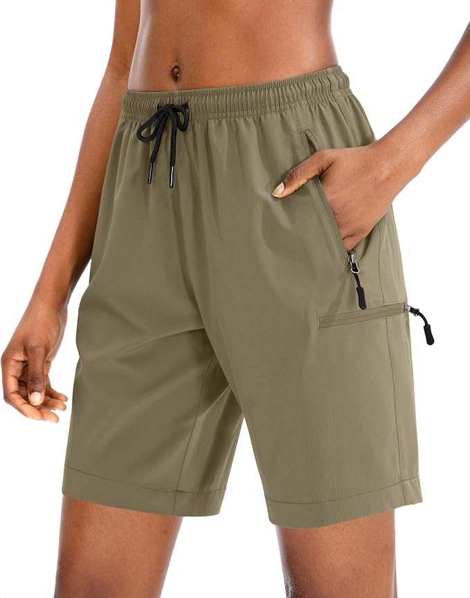 SANTINY Women's 5''/ 7''/9'' Hiking Cargo Shorts Quick Dry Lightweight Summer Shorts for Women Athletic Golf Zipper Pockets