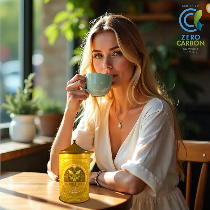 Life Plus Style Gourmet Pagoda Garden Chamomile Honey Green Tea Herbal Green Caffeinated Hot or Iced Natural Sweet Honey 60 Tea Bags