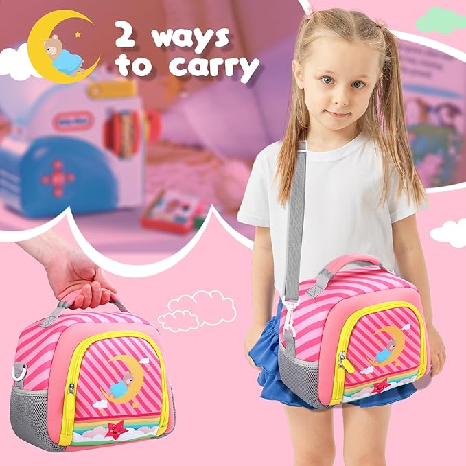 Carrying case Bag Compatible with Little Tikes Story Dream Machine Books Starter Set，Storage for Storybook, Audio Play, Character Travel Bag(Pink)