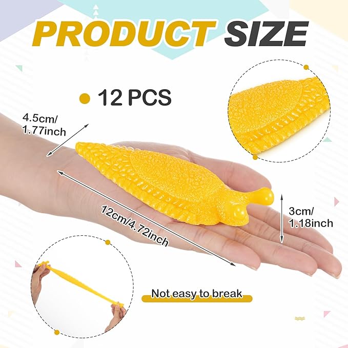 Soulchen 12 Pcs Sticky Banana Slugfest Novelty Sensory Slug Fidget Toy Mini Banana Slug Finger Puppet Slimy Sticky Slugs Tricky Toys for Halloween