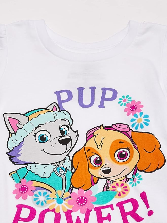 Paw Patrol Girls' Paw Patrol Pup Power Short-Sleeved Puff Tee