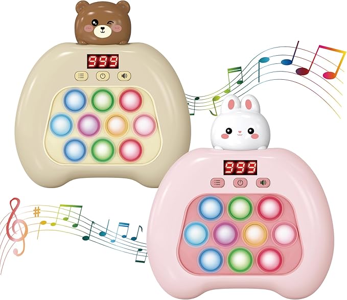 Fast Push Pop Fidget Toys for Kids, Handheld Puzzle Game with LED Screen & Multiplayer Mode, Sensory Toys for 3-12 Year Old Girls Boys, Fun Battle Gifts for Friends（Brown）