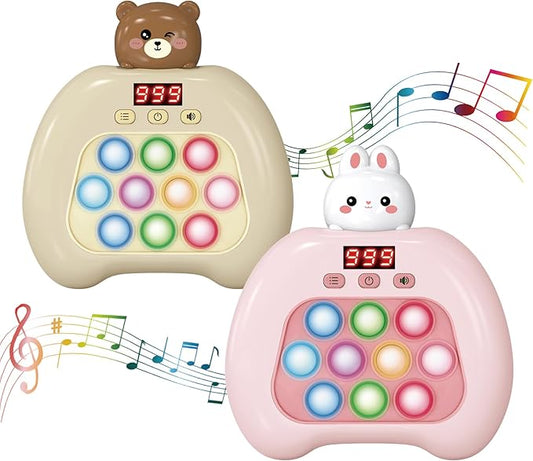 Fast Push Pop Fidget Toys for Kids, Handheld Puzzle Game with LED Screen & Multiplayer Mode, Sensory Toys for 3-12 Year Old Girls Boys, Fun Battle Gifts for Friends（Brown）