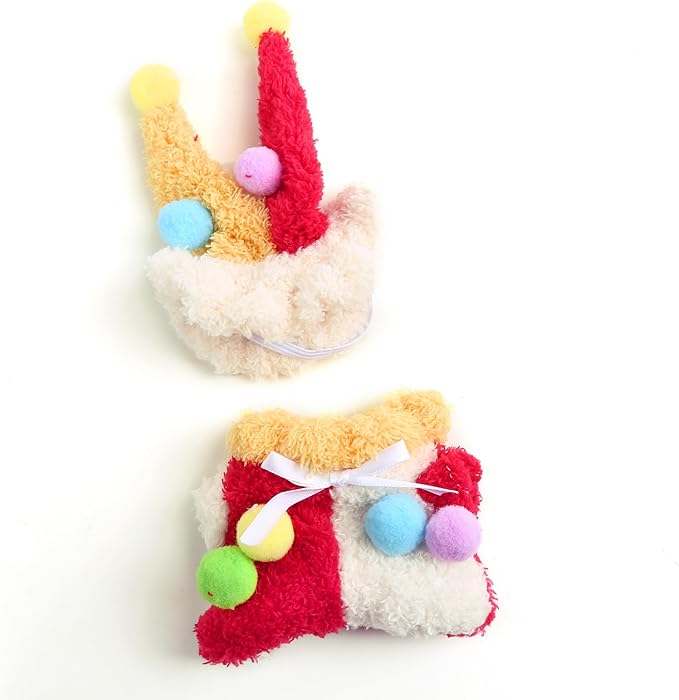 Plush Doll Clothes for Labubu - Cute Animal 17cm Doll Clothing, Premium Doll Accessories Clothes for Collectors or Display - Kawaii Clowns with Colored Balls Costume (No Dolls)
