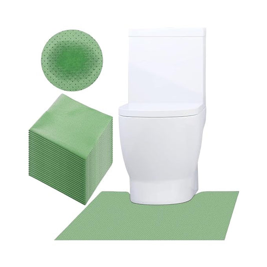 Green Disposable Toilet Mats,25-Pack U-Shape Pee Pads for Potty Training,No-Adhesive Non-Slip PE Backing Protects Floors,Super Absorbent,Leak-Proof for Elderly,Incontinence,Children&Adults