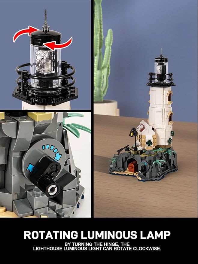 Island Lighthouse Building Block Toy Set, Gifts for Kids and Adults（1092 PCS）
