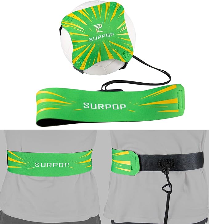 Surpop Soccer/Volleyball/Rugby Trainer, Football Kick Throw Solo Practice Training Aid Control Skills Adjustable Waist Belt for Kids Adults