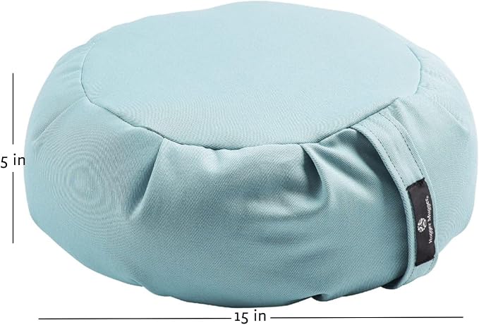 Hugger Mugger Zafu Meditation Cushion - Support in Cross-Legged Sitting, Buckwheat Filled, Durable Fabric, Convenient Handle, Handmade in USA