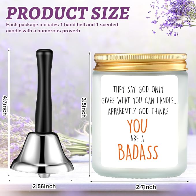 Nuanchu Funny Get Well Gifts Surgery Recovery Gifts Include Hand Call Bell and Lavender Scented Candle for Chemo Patients
