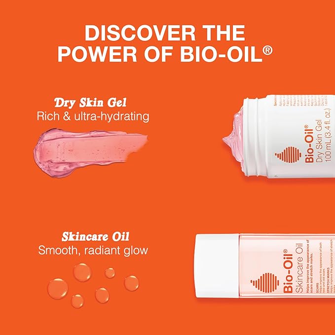 Bio-Oil Skincare Bundle for Sensitive & Dry Skin, Body Oil Serum (2 Oz) + Dry Skin Gel (1.7 Oz), Travel-Size Moisturizer for Scars and Stretch Marks