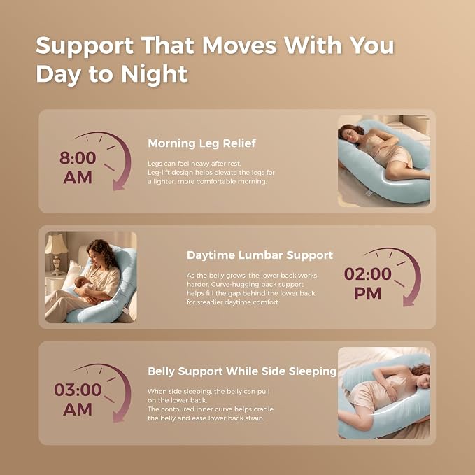 Momcozy Pregnancy Pillows for Sleeping, U Shaped Full Body Maternity Pillow with Removable Cover - Support for Back, Legs, Belly, HIPS for Pregnant Women, 57 Inch Pregnancy Pillow, Cotton Blue