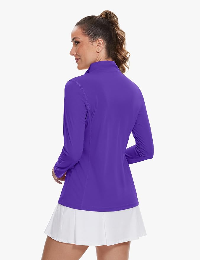 TACVASEN Women's Quarter Zip Pullover Golf Shirts UPF 50+ Long Sleeve Sun Shirts UV Protection Workout Tops