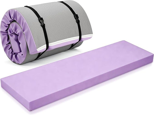 Lyrow 3 Inch Thick Yoga Mat, 72 x 24 Inch Cushioned Foam Floor Mat with Carry Strap, Non Slip PU Leather Workout Pad for Pilates, Stretching, Restorative Yoga and Home Gym