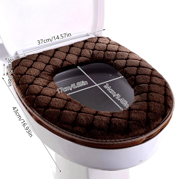 Toilet Seat Cover Pad Toilet Seat Cushion Washable & Comfortable Cover Pads, Fits Most Size Lids Mat U Shaped Covers for Bathroom Pad with Zipper Cushioned Soft Warmer Washable
