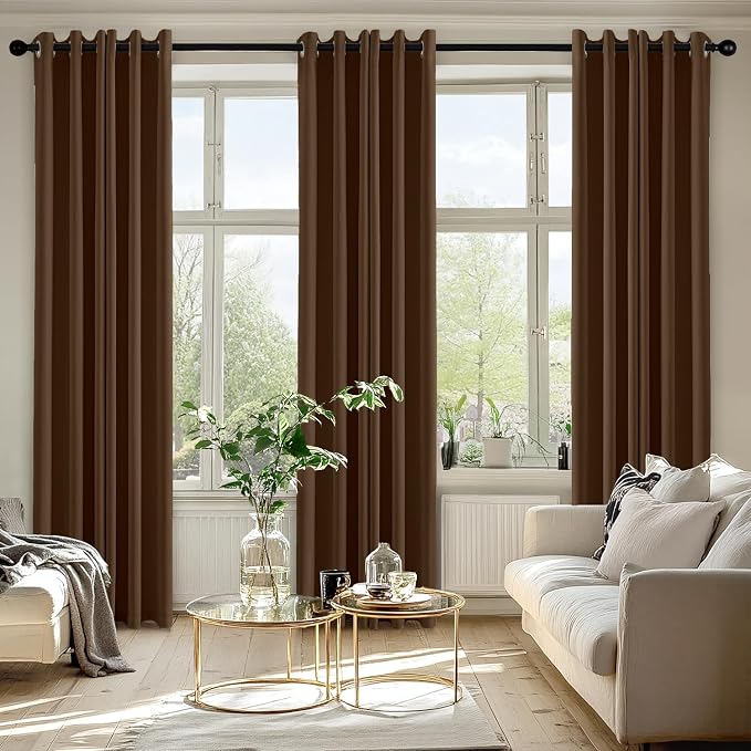 MIULEE Blackout Curtains for Bedroom 2 Panels 40 x 84 Inch Long Brown | Thermal Insulated, Living Room Darkening Grommet Drapes, Noise Reducing, Light Blocking Window Treatments