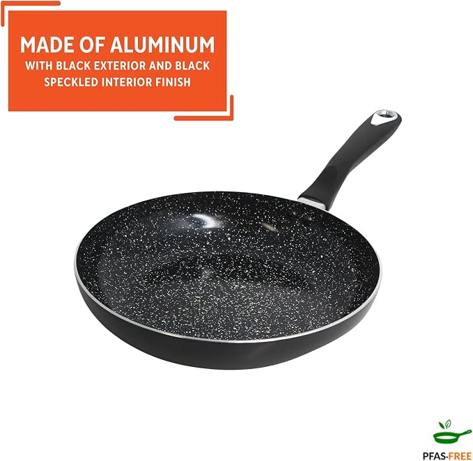 IMUSA 10 Inch Bistro Cera Aluminum Speckled Black Ceramic Fry Pan | Ideal for Frying and Sautéing