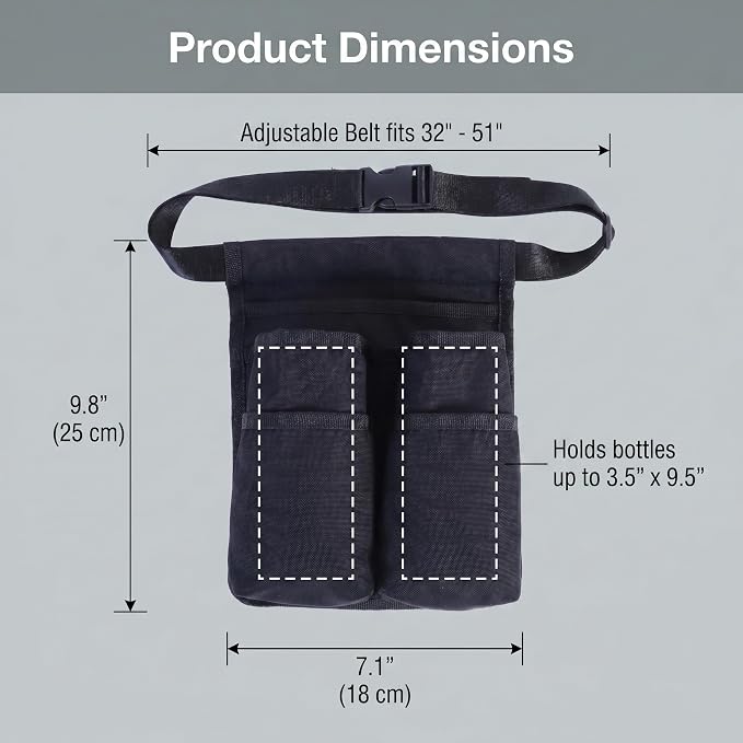 Massage Oil Holster Belt for Therapists, Massage Bottle Holder Waist Bag with Adjustable Belt, Massage Lotion Holster Organizer with Multi Pockets for Massage Therapy Supplies & Table Accessories