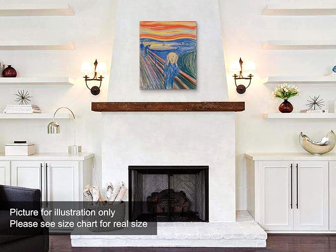 Niwo ART - The Scream, World's Most Famous Paintings Series, Canvas Wall Art Home Decor, Gallery Wrapped, Stretched, Framed Ready to Hang (16"x12"x3/4")