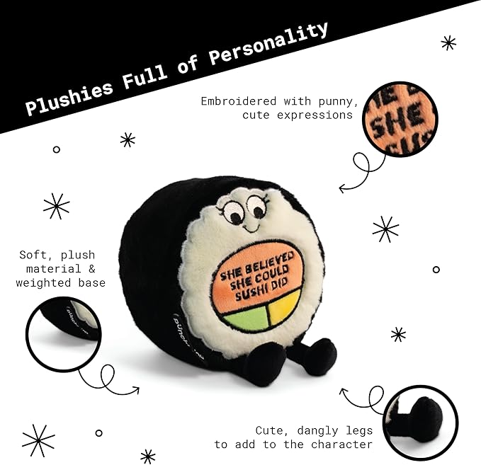 Sushi Plushie - She Believed She Could Sushi Did Punny Sushi Plush, Cute Food Plushie Gift for Kids