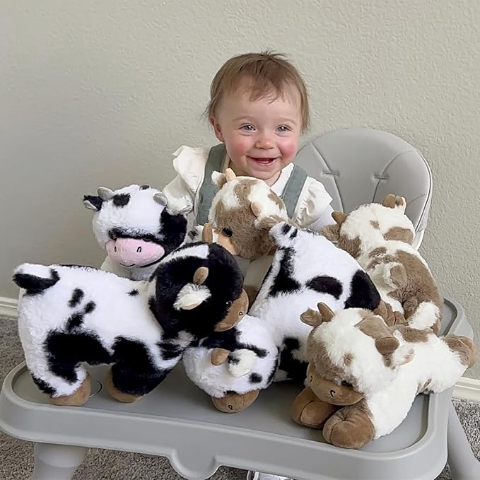 Tezituor 6 Pcs Large Cow Stuffed Animals Set, 10 Inch Stuffed Cow Plush Toy for Party Decoration, Cute Cow Plush Bulk for Boys Girls