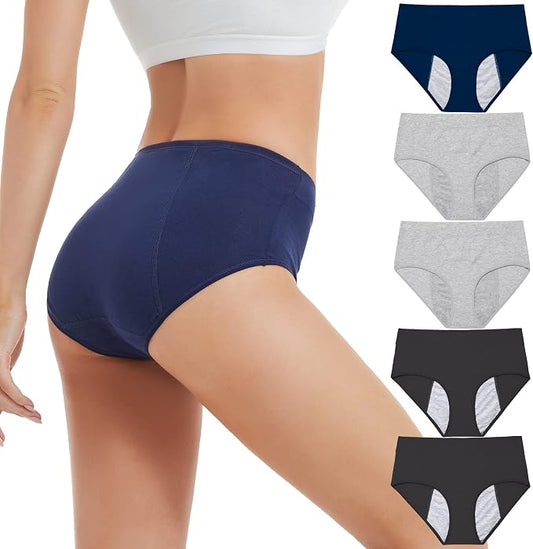 HATSURE Period Underwear for Women Leak Proof Cotton Overnight Menstrual Panties Briefs (Multipack)