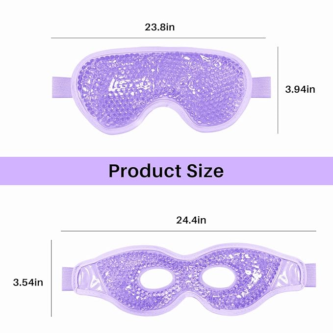 Permotary 2PCS Ice Gel Eye Mask - Hot Cold Therapy Cooling Beads, Reusable Compress Pack for Puffiness, Dark Circles, Bags, Dry Eyes, Headaches, Migraines, Stress Relief