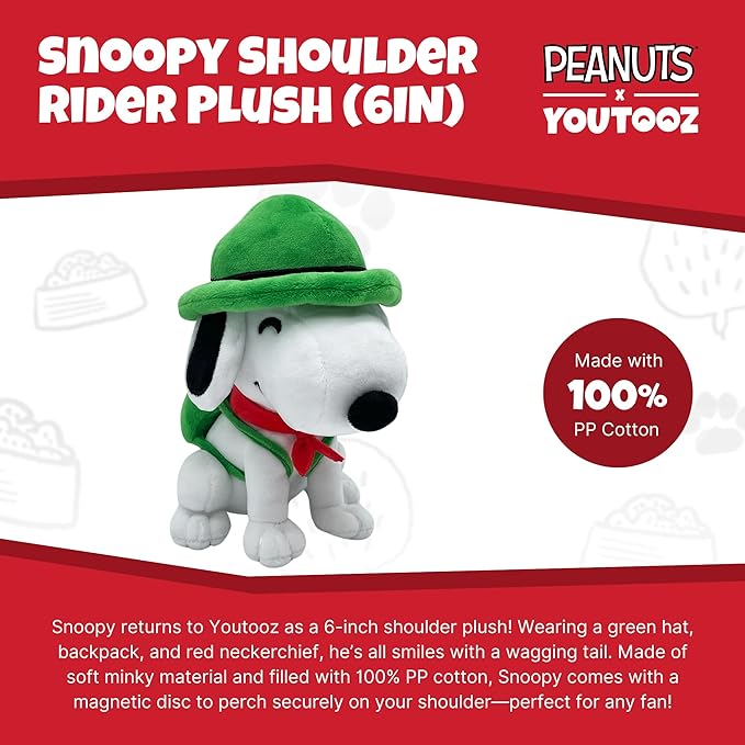 Youtooz Peanuts Snoopy Shoulder Rider 6 Inch Plush, – Collectible Snoopy Plushie from Peanuts